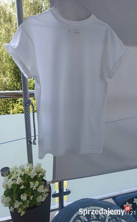 Biały tshirt z wywijanym rękawem uniseks rozmiar Radzyń Podlaski