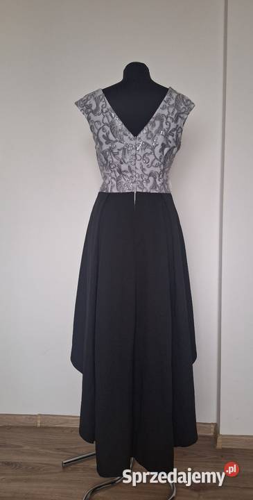 Piękna długa asymetryczna sukienka z cekinami czarny Kraków