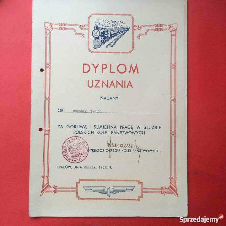 789 Kraków Dyplom Uznania Chrobak Szczecin