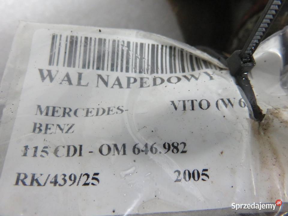 WAŁ NAPĘDOWY MERCEDES VITO W639 22 CDI osobowe małopolskie
