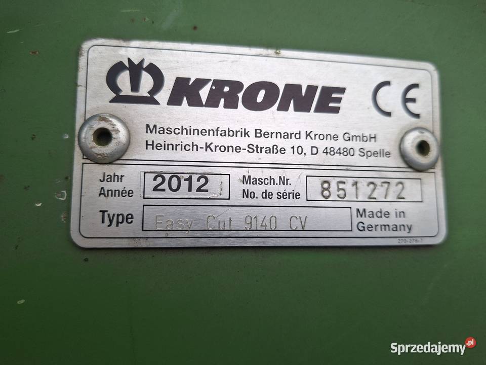 Kosiarka motyl krone Easy cut 9140 cv vicon lely Pozostałe Faszcze