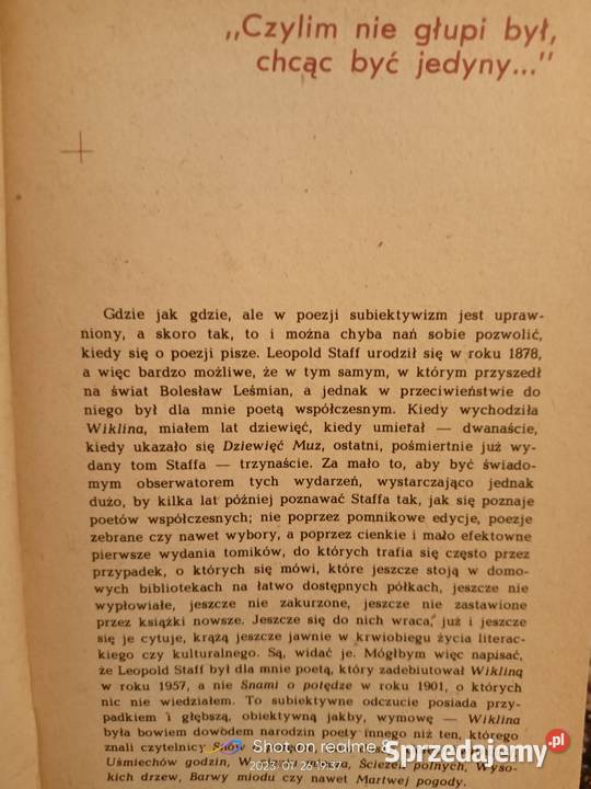 Pierwsze wydanie książki Staff wiersze Poezje Proza i poezja mazowieckie Warszawa
