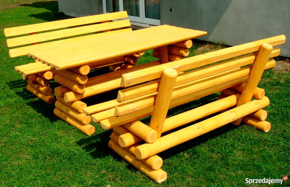 Meble ogrodowe barowe krzesła drewniane huśtawka pomorskie Chojnice