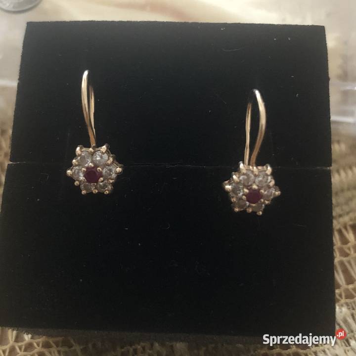 Złote kolczyki 585 z cyrkonią wielkopolskie Tarnowo Podgórne