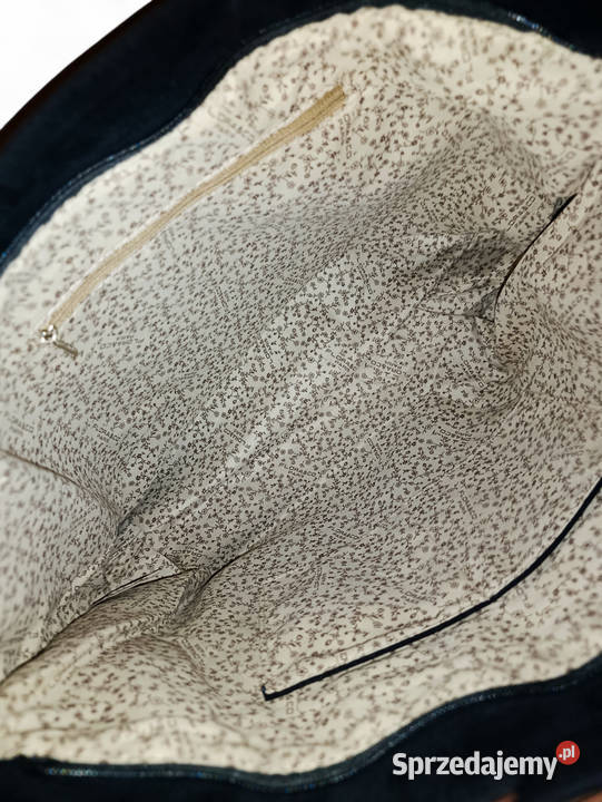 Torebka damska noir zamsz shopperka pojemna 48cm Żabiczyn