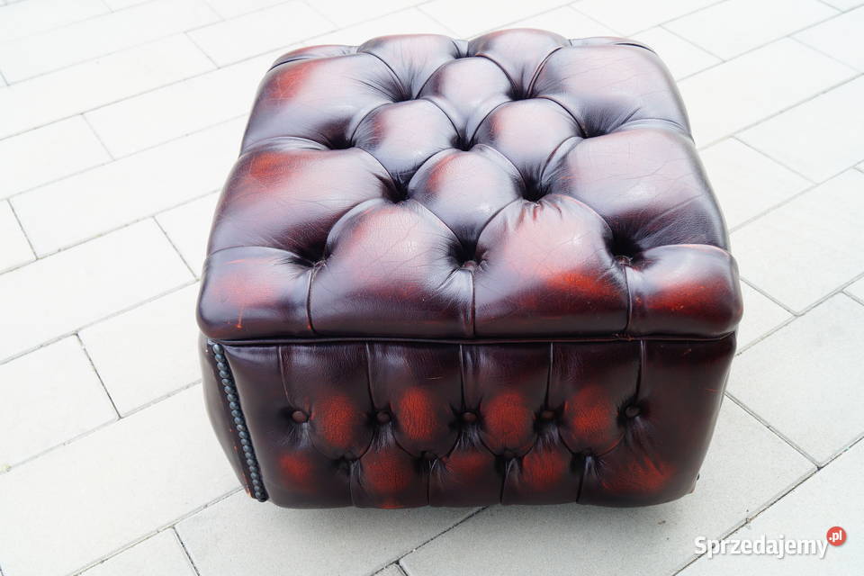 Pufka pufa skórzana Chesterfield otwierana skóra Gizałki