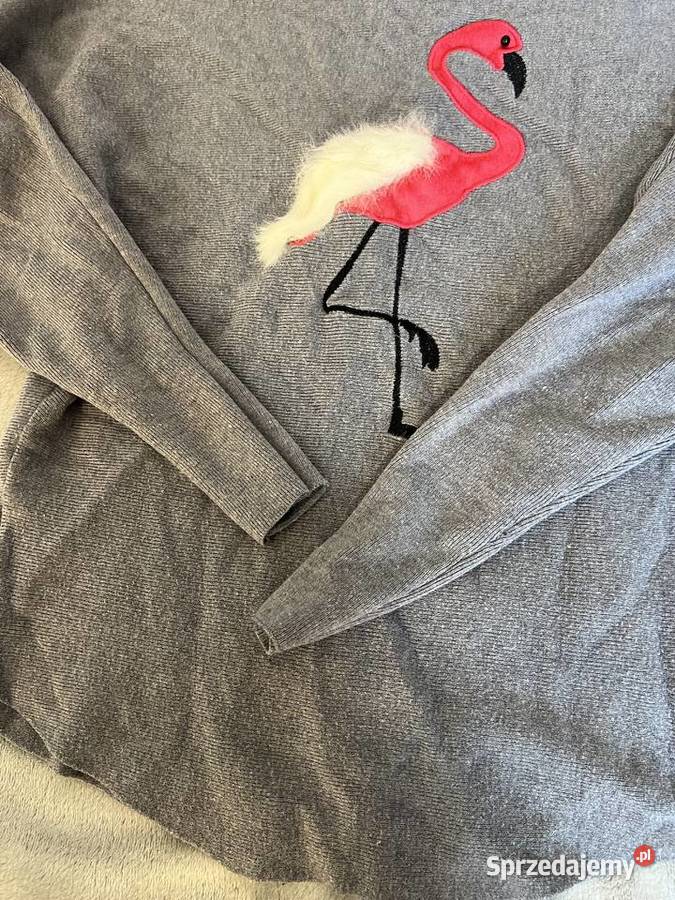 Sweter szary z flamingiem
