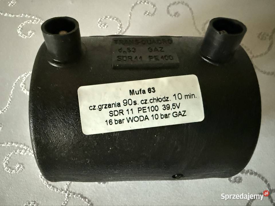 Mufa Elektrooporowa 63mm SDR 11 PE100 395V Woda śląskie sprzedam