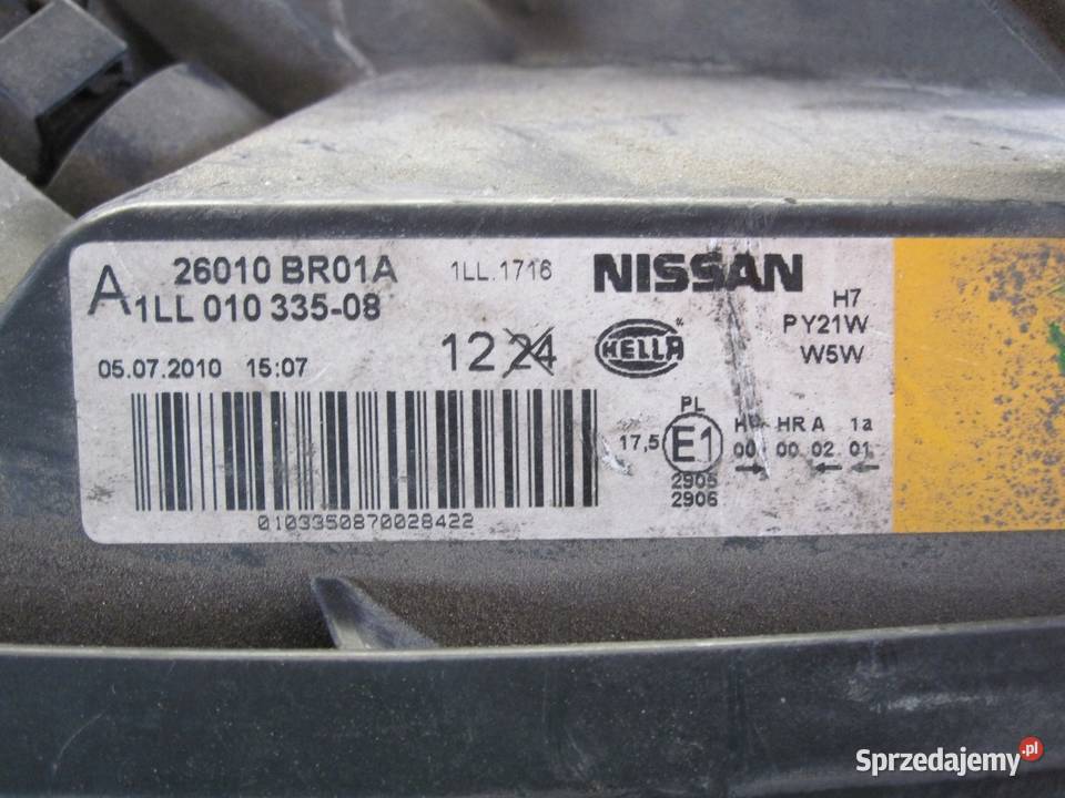 QASHQAI I J10 10r lampa prawa przód 26010BR01A świętokrzyskie
