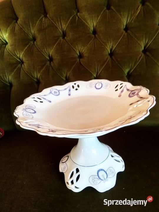 Patera na nodze z girlandą niebieską Piękna pomorskie Gdańsk