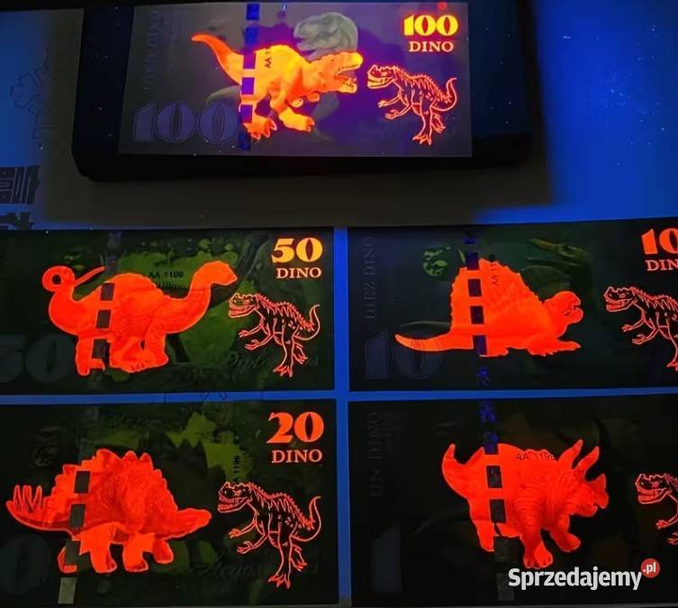 Kolekcjonerski zestaw banknotów z dinozaurami 5 sprzedam