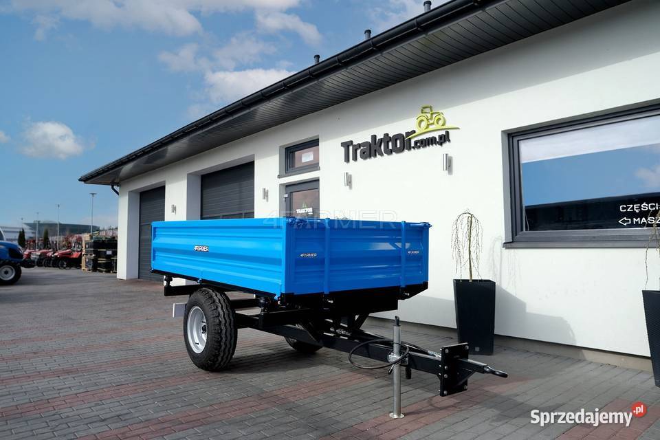 Przyczepa rolnicza jednoosiowa 2T z kiprem Przyczepy rolnicze Tajęcina