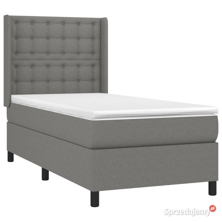 Łóżko kontynentalne z materacem ciemnoszara 128cm Łóżka