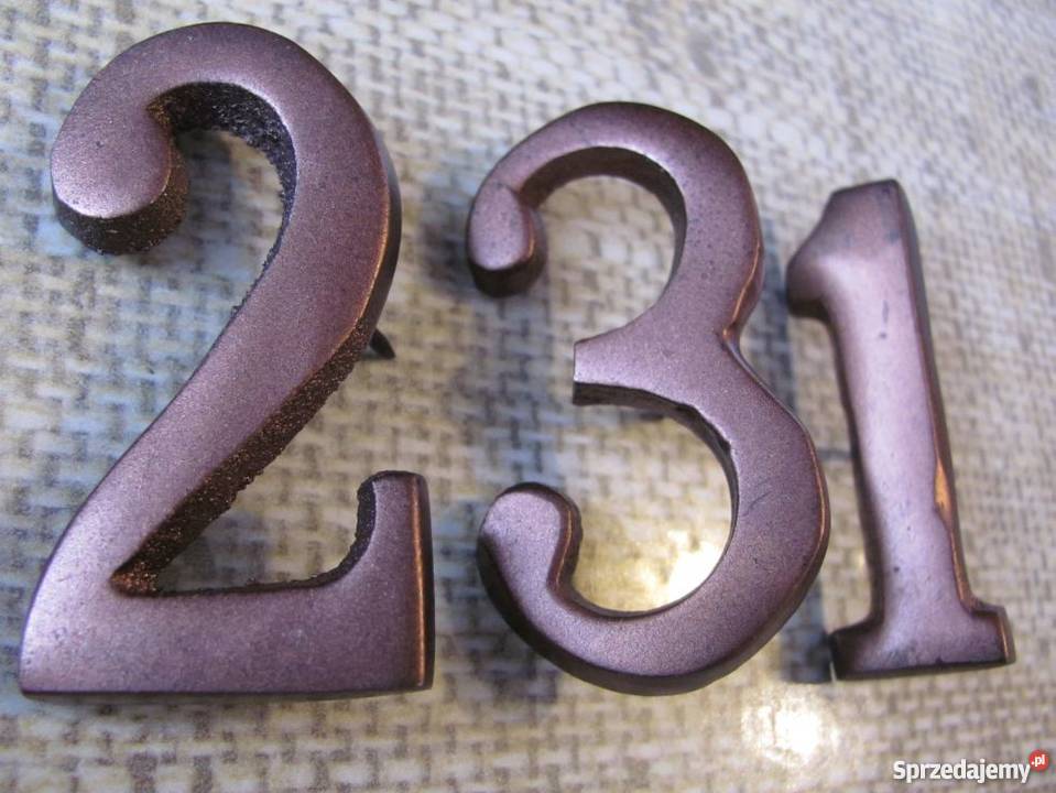 numery cyfry na drzwi 1 2 3 metalowe mosiądz Zamość