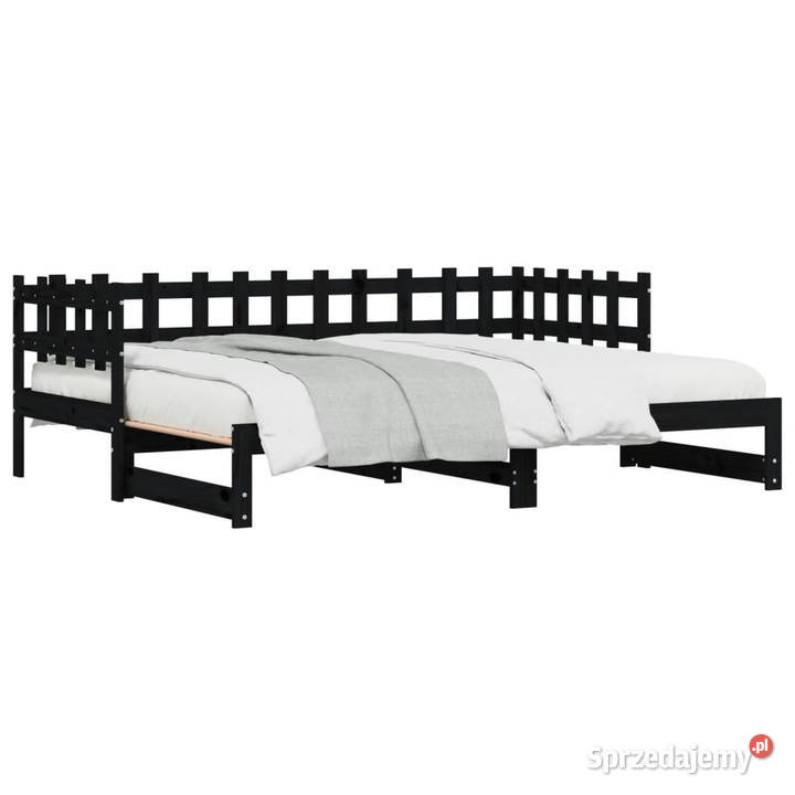 Łóżko rozsuwane czarne 2x80x200 lite drewno 203cm Warszawa sprzedam