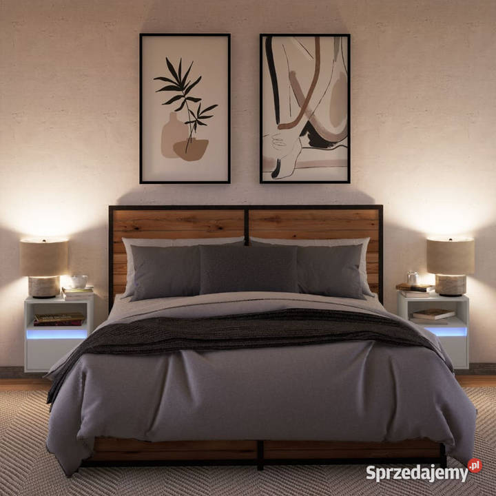 Wiszące szafki nocne z LED 2 białe WM3307976 Warszawa