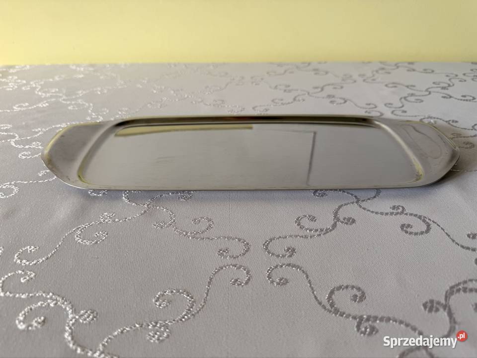 Metalowa taca srebrna vintage 36 dekoracyjna