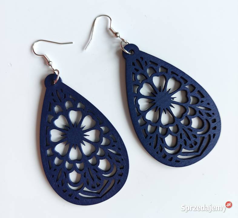 Nowe kolczyki drewniane kropelki Katowice