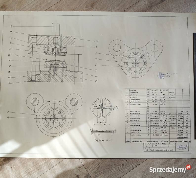 Rysunki techniczne 3 z 1957r Papier Schoeller wielkopolskie Kalisz
