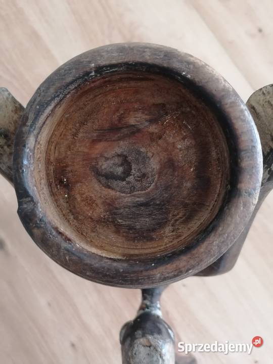 świecznik rzeźba z drewna vintage łódzkie Łódź