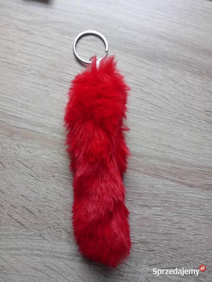 Brelok futerko pompon ogon czerwony Chrzanów