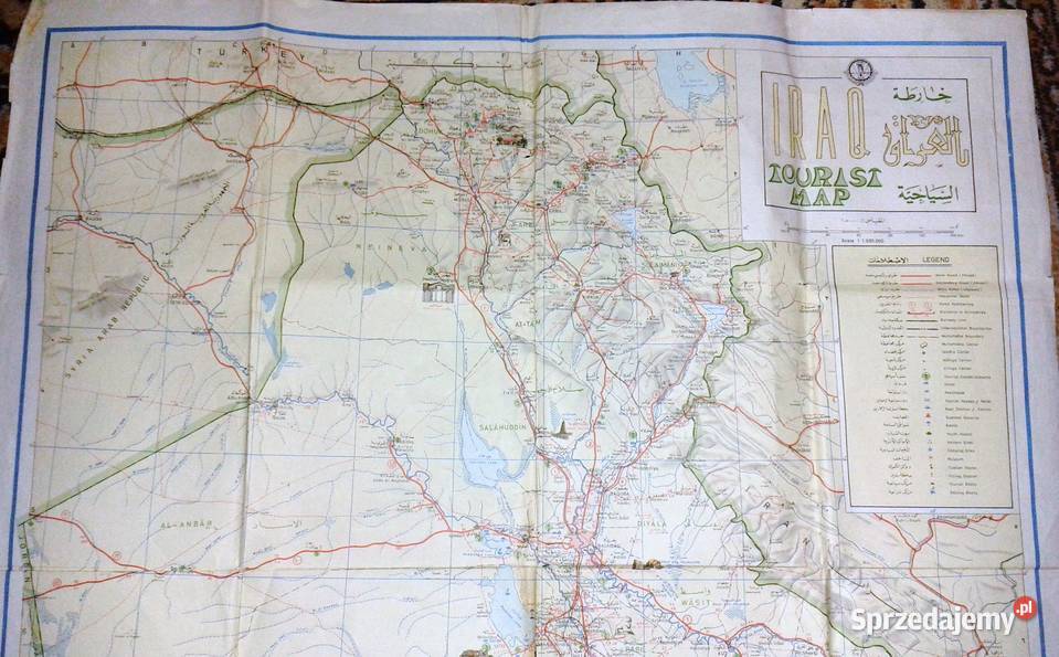 Irak oryginalna mapa Iraku z 1976 roku miękka Chełm