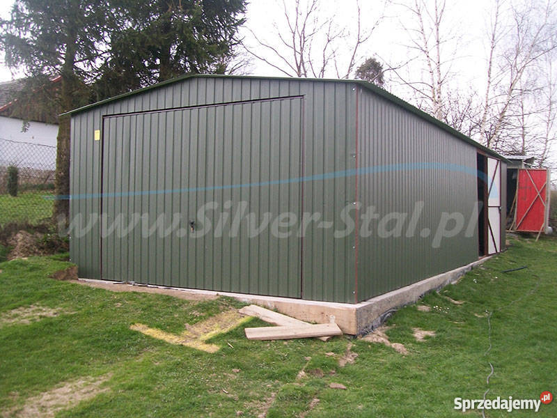 Garaż blaszak 4x10 dach jednospadowy brama