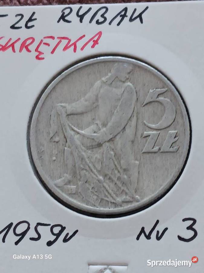 5 Złotych Rybak 1959 r Skrętka 3 Konin