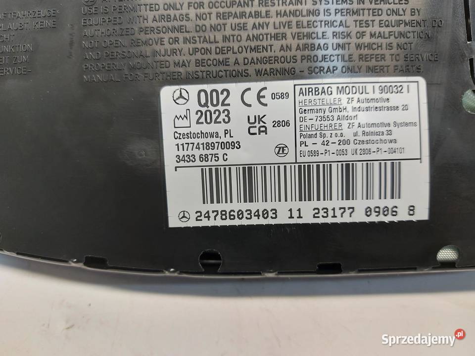 Mercedes EQA 250 W243 PODUSZKA FOTELA LEWA