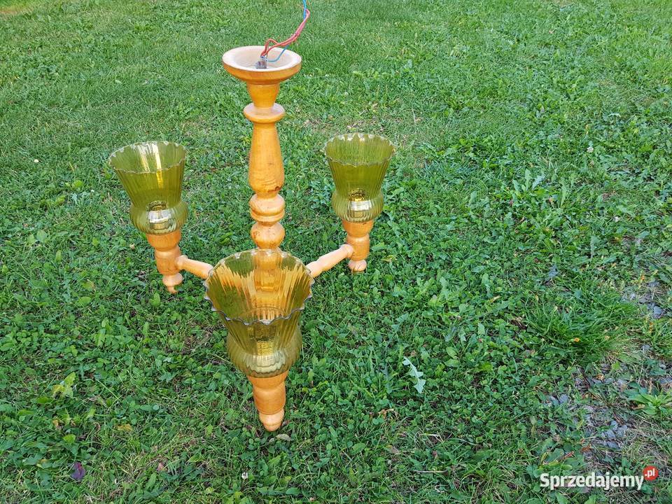 Żyrandol Stary Drewniany Stylowy Łagów