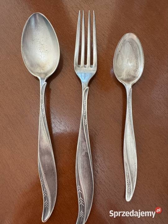 Antyki sztućce fraget srebrne 3 sztuki PRL lata Antyki