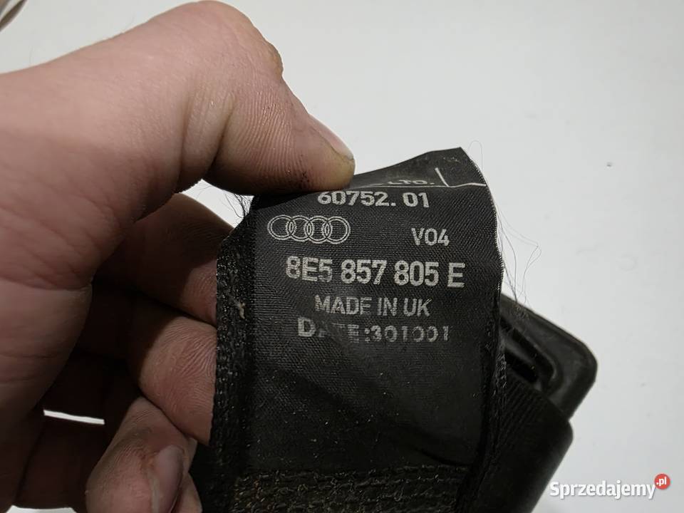 Pas bezpieczeństwa lewy tył Audi a4b6 8E5857805E Rok produkcji 2001 Pozostałe warmińsko-mazurskie Iława