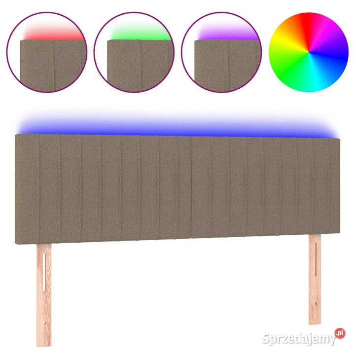 Zagłówek do łóżka z LED taupe 144x5x7888 tkanina Ramy i stelaże