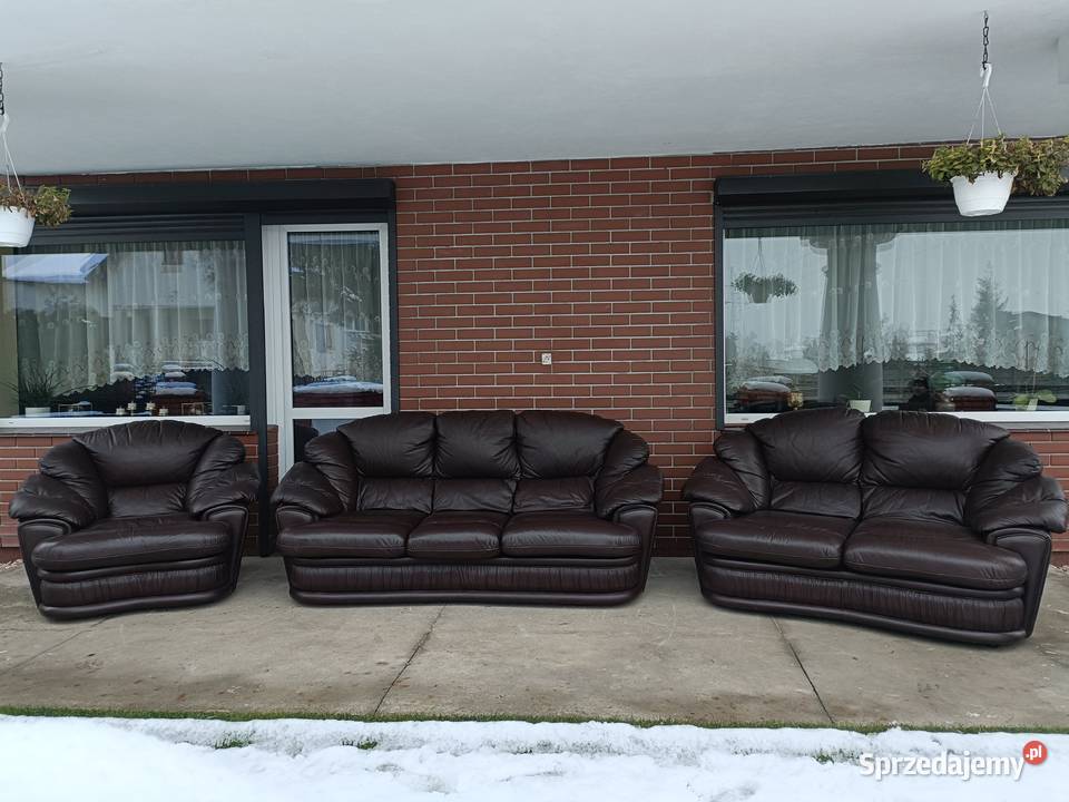 Sprzedam wypoczynek 321 ze skóry Komplety wypoczynkowe Konin sprzedam