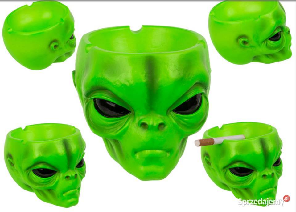 Popielniczka w Kształcie Głowy Kosmity Zielona z śląskie Ostrowy nad Okszą