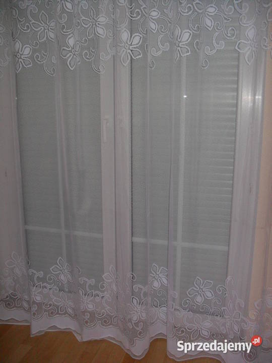 firan gotowa długa 300 żakardowa biała żakard