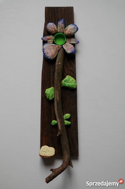 Kwiat okolicznościowy z drewna i kamienia wielokolorowy Szczecinek