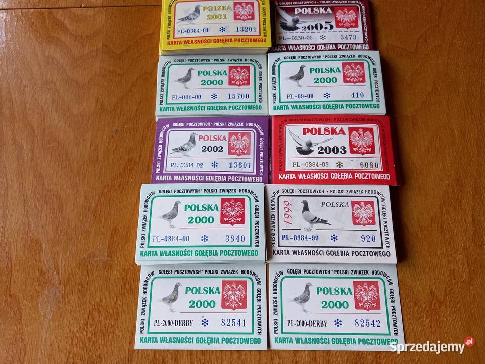 Karty własności gołębia pocztowego podlaskie Łomża