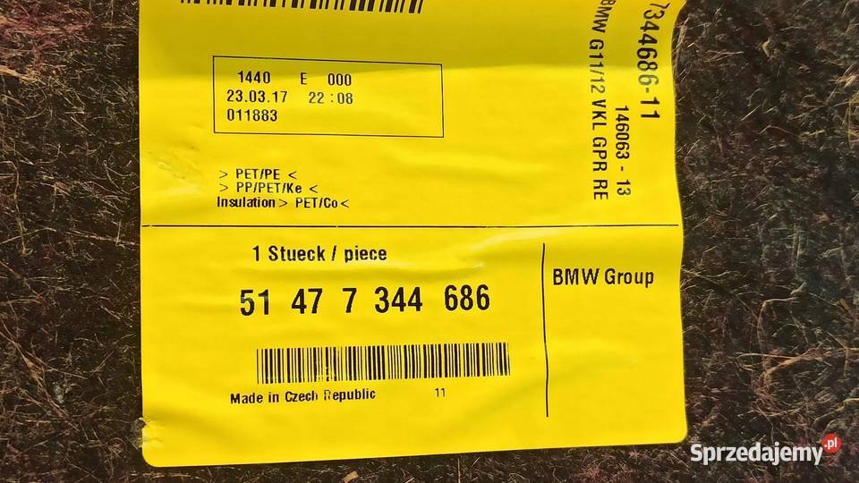 BMW 7 G11 BOCZEK BAGAŻNIKA PRAWY 7344686 Tapicerki samochodowe