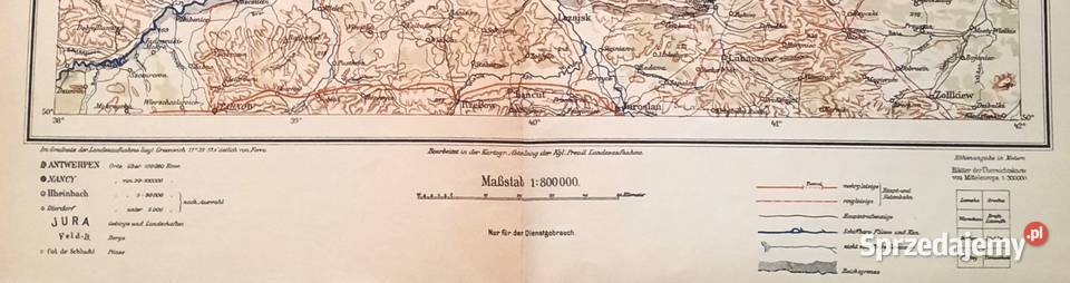 Stara Niemiecka Mapa Warszawa Warschau Gliwice