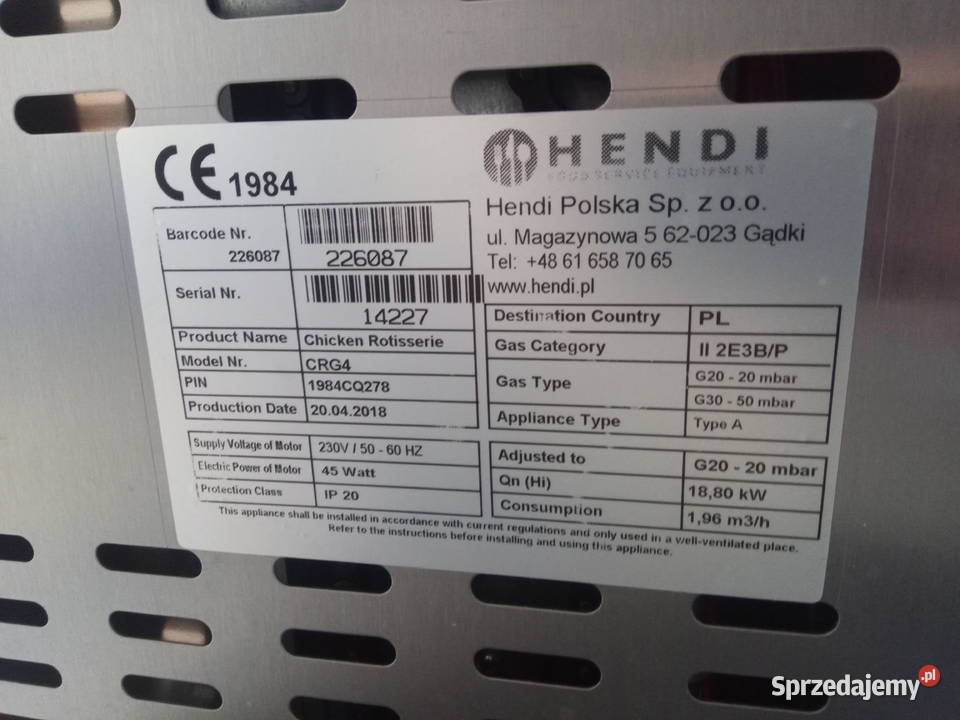 Rożen gazowy 20 kur Syców sprzedam