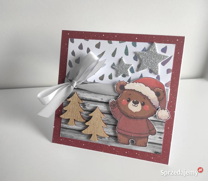 Kartka świąteczna ręcznie robiona na Boże Łódź sprzedam