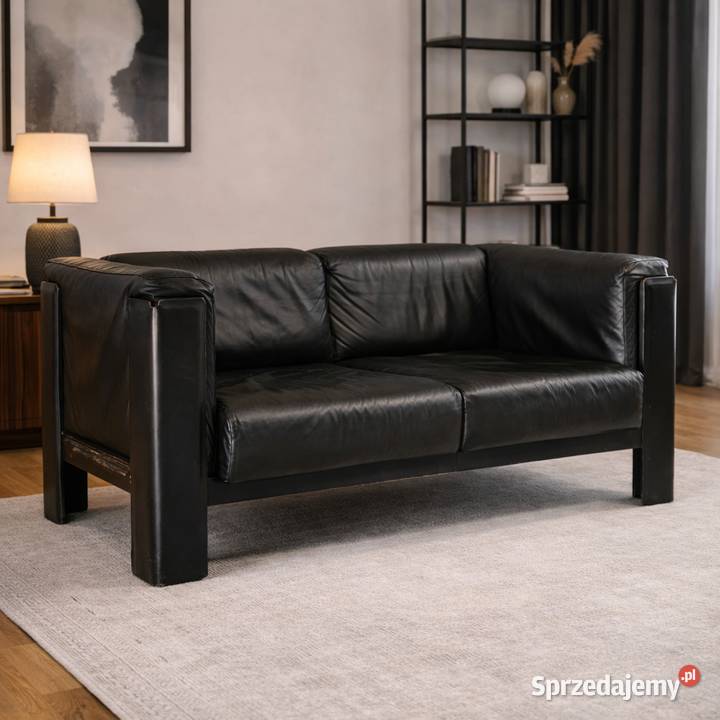 Sofa 2osobowa skóra naturalna metalowa rama