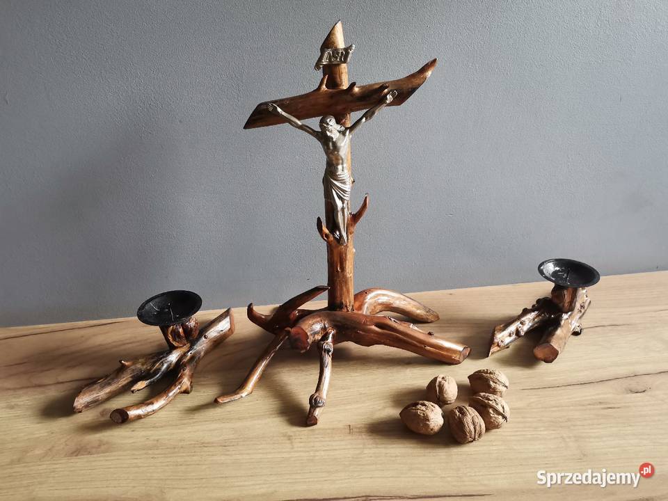 Stary drewniany Krzyż Krucyfiks Pasyjka 2 Katowice