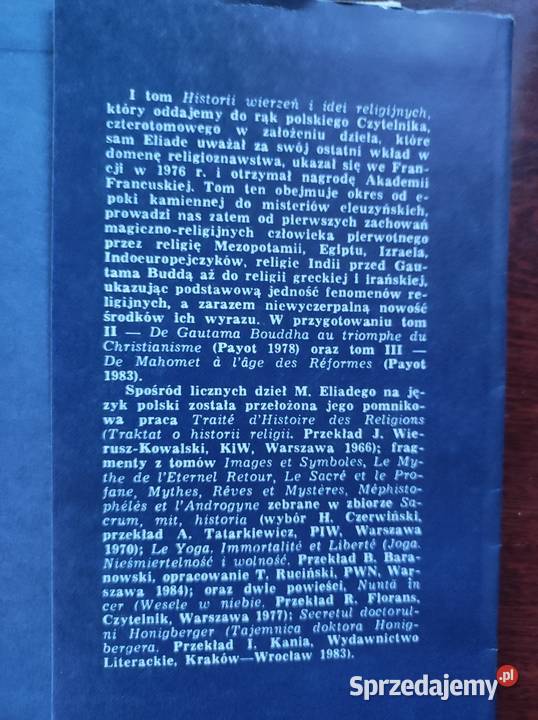 Historia wierzeń i idei religijnych ISBN 8167880600736 Kielce sprzedam
