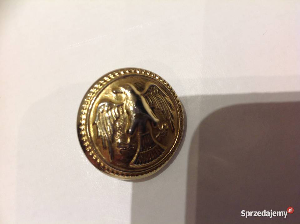 Złoty Metalowy Guzik z Orłem Nowa Sól