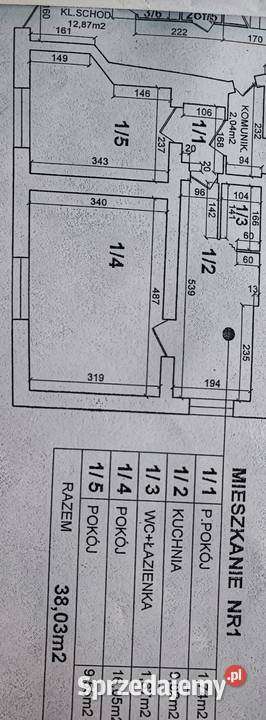 Mieszkanie parter Słupsk 38 m 2 pokoje papa Sprzedaż pomorskie
