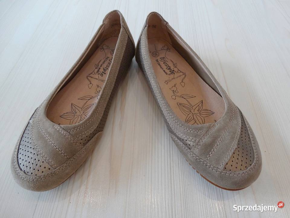 Buty Skórzane Skóra Naturalna Półbuty Baleriny Łomża