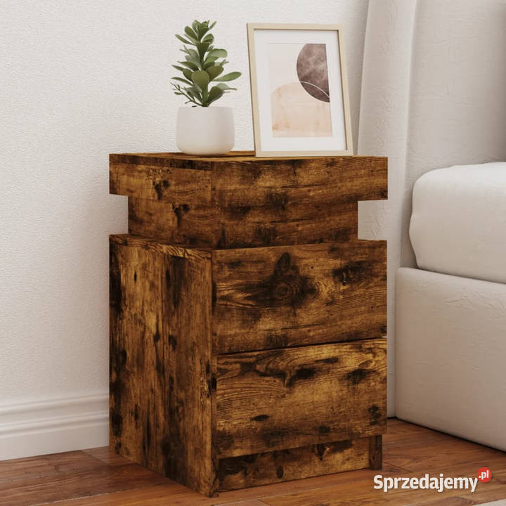 Szafki nocne z LED 2 przydymiony dąb 35x39x55 Warszawa