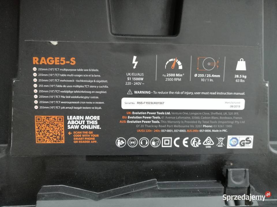 PIŁA STOŁOWA KRAJZEGA EVOLUTION RAGE5S Elektryczne Wyrzeka